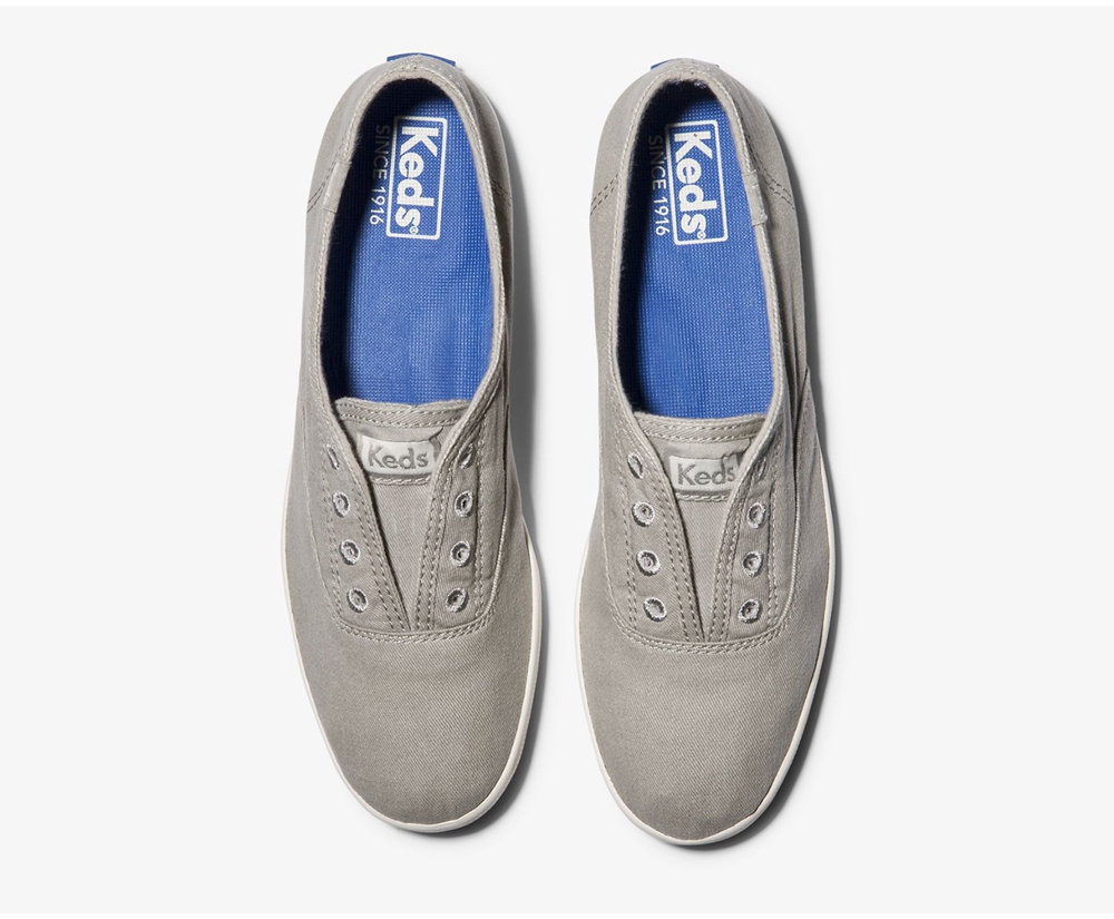 Keds Slip Ons Grey - Chillax Seasonal Washable - Womens FROZUY-619